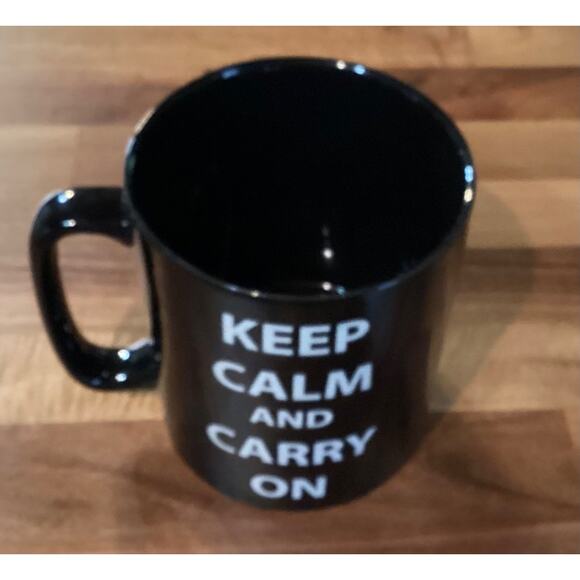 Black Oversized Mug Keep Calm and Carry On The Old Pottery Company 4.5” - Picture 2 of 10